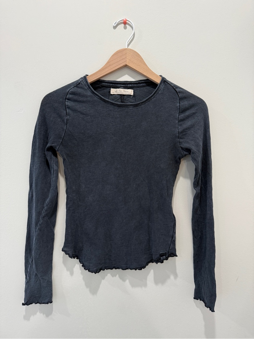 Free People Black Long-Sleeve Lettuce Trim Tee
